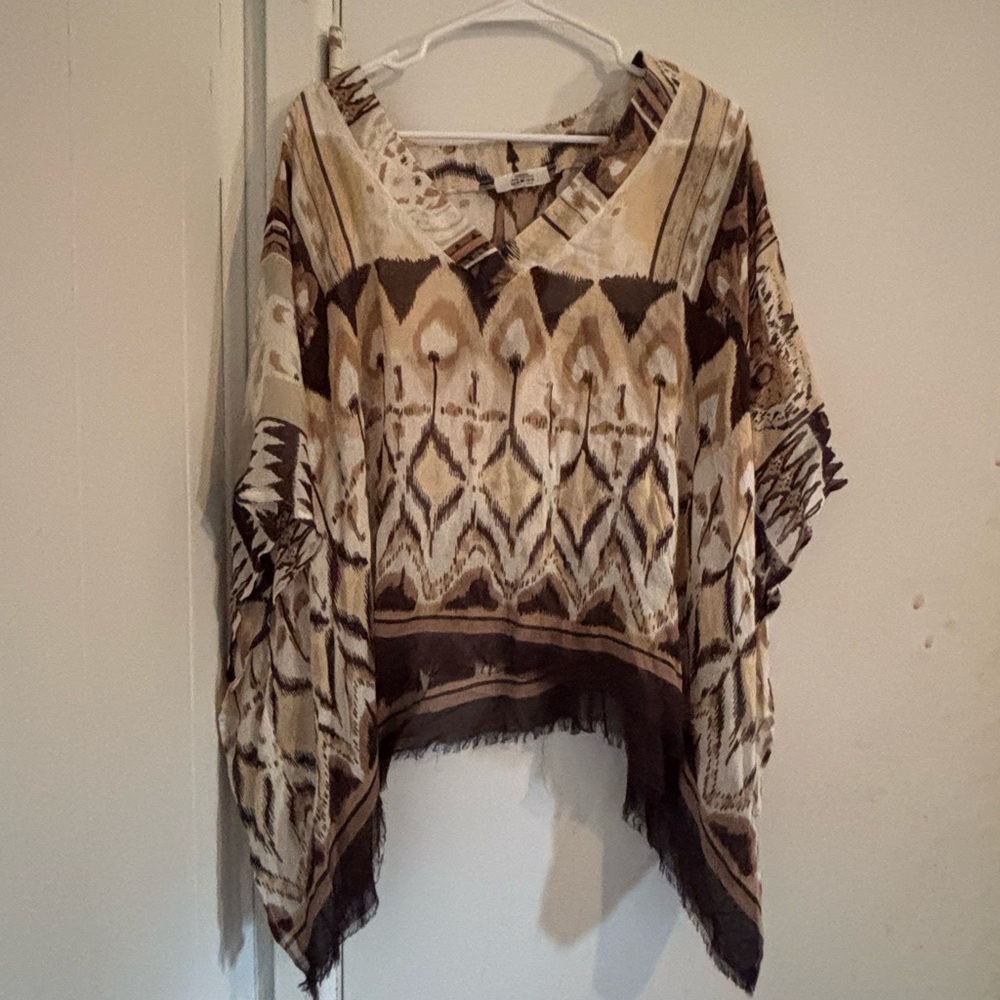 Treska Beige and Brown Geometric Tunic